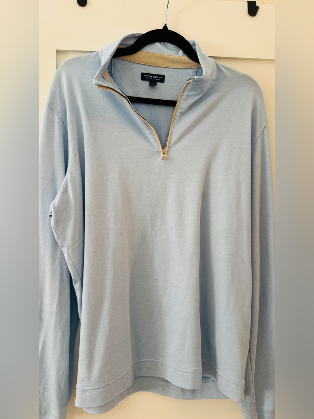Peter Millar Men's Light Blue Quarter-Zip Sweater size Large